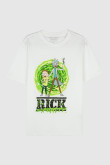 Camiseta manga corta crema con estampado de Rick & Morty