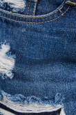Short en jean azul intenso con rotos en frente y 5 bolsillos