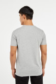 Camiseta gris clara con diseño college y manga corta