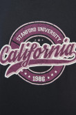 Camiseta azul con diseño college de California y manga corta