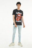 Camiseta cuello redondo negra con estampado de Rolling Stones