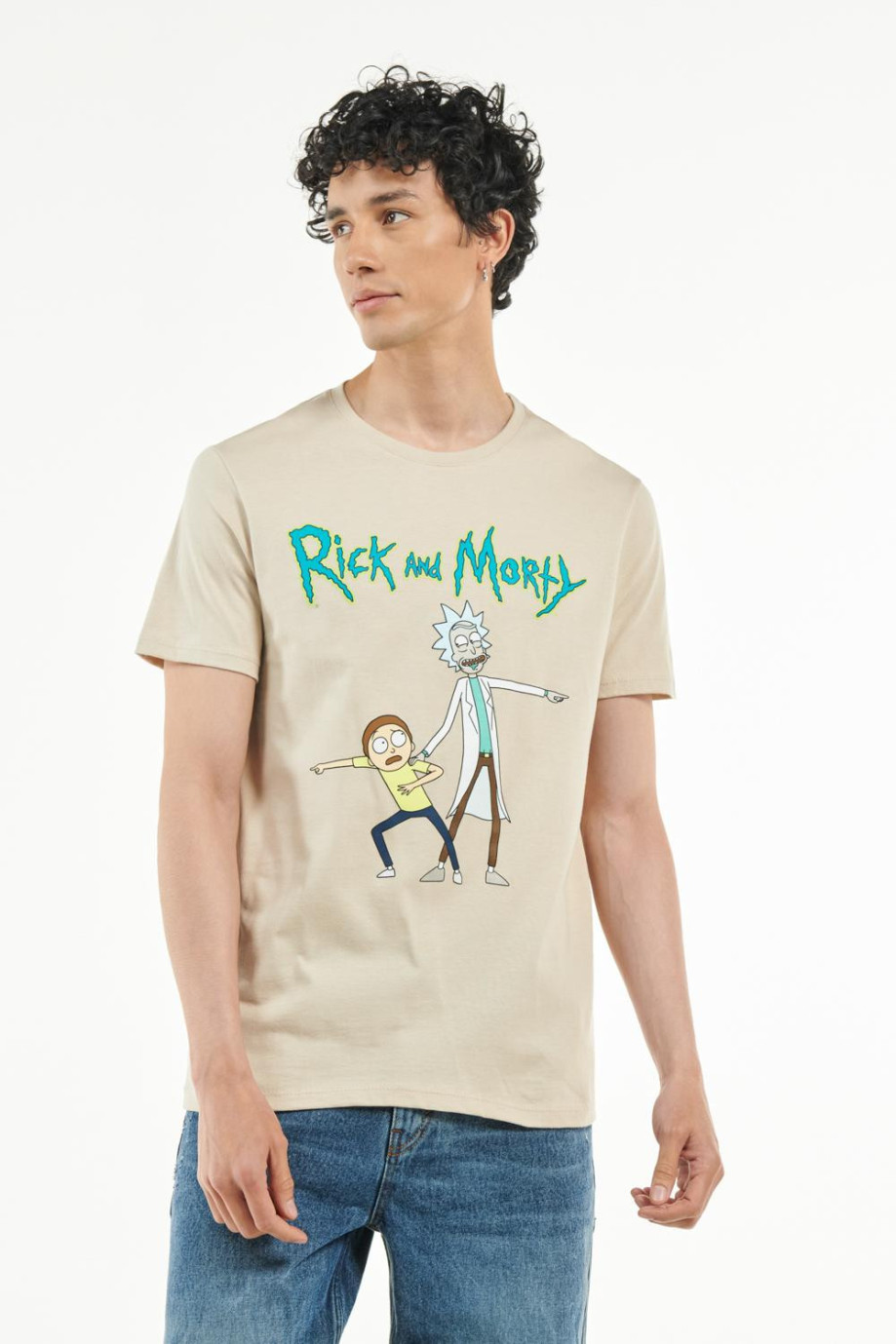 Camiseta manga corta kaky clara con estampado de Rick and Morty