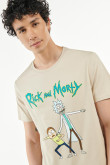 Camiseta manga corta kaky clara con estampado de Rick and Morty