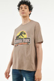 Camiseta kaki con diseño de Jurassic Park y cuello redondo