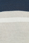 Suéter tejido unicolor con cuello redondo y rayas en contraste