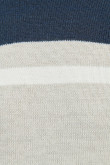 Suéter tejido unicolor con cuello redondo y rayas en contraste