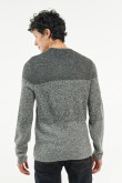 Suéter tejido unicolor con cuello redondo y bloques de color