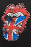 Camiseta cuello redondo negra con estampado de The Rolling Stones