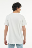 Camiseta crema clara con manga corta y estampado playero