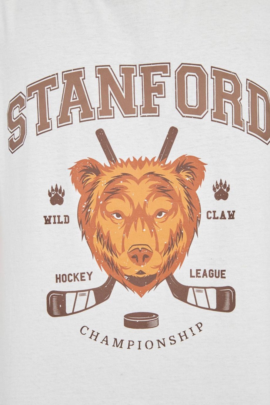 Camiseta cuello redondo crema clara con diseño college de Stanford
