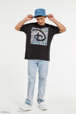 Camiseta oversize cuello redondo negra con estampados de Disney 100