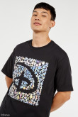 Camiseta oversize cuello redondo negra con estampados de Disney 100