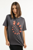 Camiseta manga corta gris intensa con estampado de The Rolling Stones