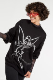 Buzo oversize negro cuello redondo con diseños de Tinker Bell, Disney 100