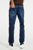 Jean tiro bajo 90´S azul oscuro con bota recta y desgastes de color