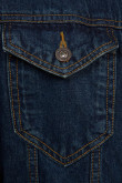 Chaqueta de jean azul con bolsillos y costuras cafés