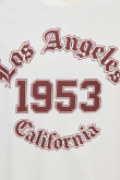 Camiseta manga corta crema con diseño college de Los Ángeles