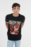 Camiseta cuello redondo negra con estampado de Green Day