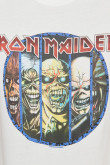 Camiseta crema clara con cuello redondo y estampado de Iron Maiden