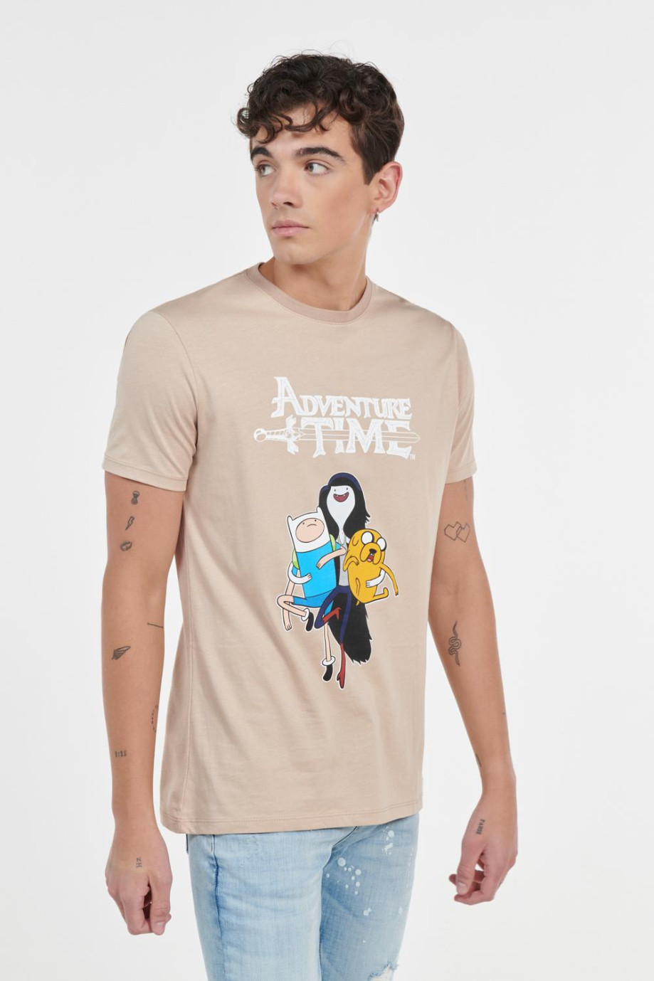 Camiseta manga corta kaky clara con estampado de Hora de Aventura