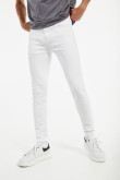 Jean súper skinny blanco con bolsillos y tiro bajo