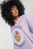 Camiseta lila manga corta y diseño college de Garfield