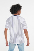 Camiseta manga corta blanca a rayas con arte college de Yale