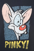 Camiseta azul intensa con manga corta y estampado de Pinky y Cerebro