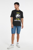 Camiseta negra con manga corta y estampado de Jurassic Park