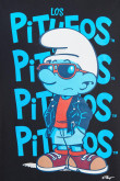 Camiseta manga corta azul intensa con diseño de Los Pitufos en frente