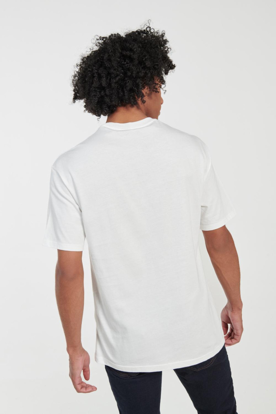 Camiseta oversize cuello redondo crema clara con diseño college de Yale University