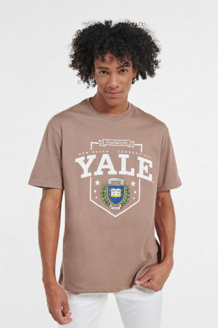 Camiseta kaki oversize con diseño college de Yale University