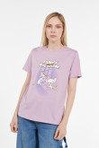 Camiseta lila con diseño de Pinky y Cerebro y manga corta