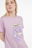 Camiseta lila con diseño de Pinky y Cerebro y manga corta