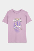 Camiseta lila con diseño de Pinky y Cerebro y manga corta