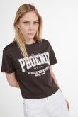 Camiseta cuello redondo crop top con diseño college de Phoenix