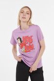 Camiseta lila con estampado de la pequeña Lulú y manga corta