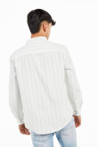 Camisa manga larga a rayas unicolor con cuello button down