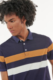 Camiseta unicolor tipo polo con rayas en contraste estampadas