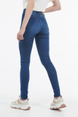 Jean jegging azul oscuro con desgastes de color y tiro alto