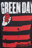 Camiseta negra cuello redondo con estampado de Green Day en frente