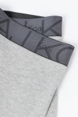 Bóxer corto gris claro con efecto jaspe y elástico con letras