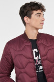 Chaqueta acolchada bomber unicolor con acabados en rib