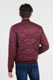 Chaqueta acolchada bomber unicolor con acabados en rib