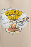 Camiseta kaki clara con estampado de Green Day y manga corta