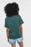 Camiseta verde oscura con cuello redondo y diseño college de San Diego