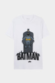 Camiseta cuello redondo blanca con estampado de Batman