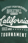 Camiseta oversize verde oscura crop top con texto college de California