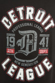 Camiseta negra con manga corta y texto college de Detroit
