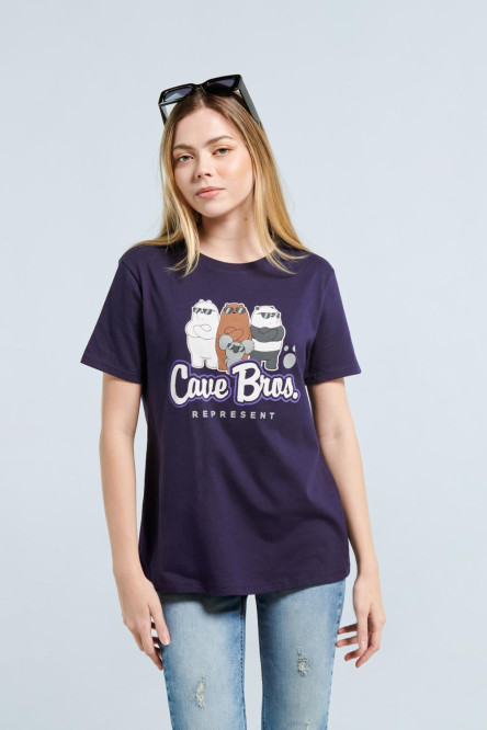 Camiseta azul intensa en algodón con manga corta y diseño de Escandalosos